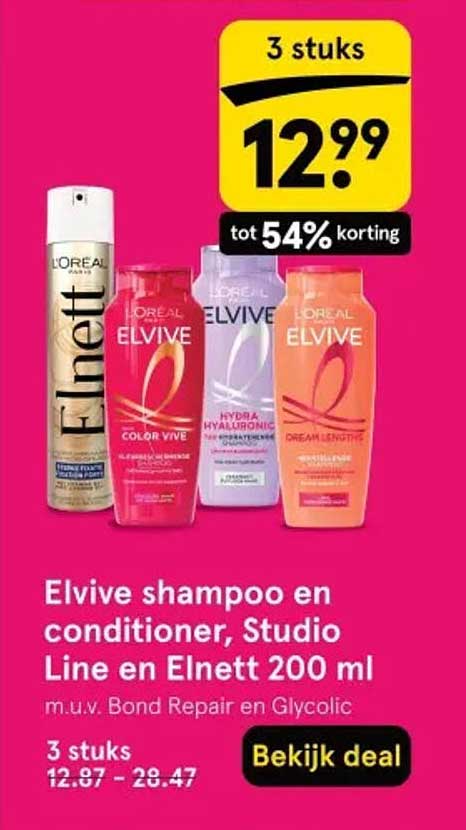Elvive shampoo en conditioner, Studio Line en Elnett 200 ml