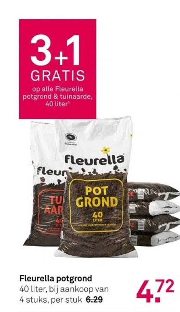 Fleurella potgrond 40 liter, bij aankoop van 4 stuks, per stuk 6.29