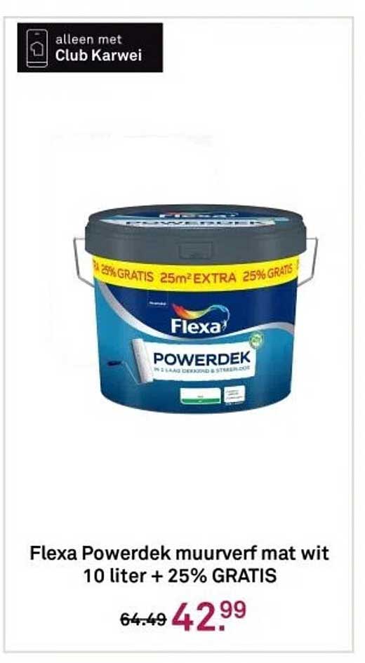 Flexa Powerdek muurverf mat wit 10 liter + 25% GRATIS