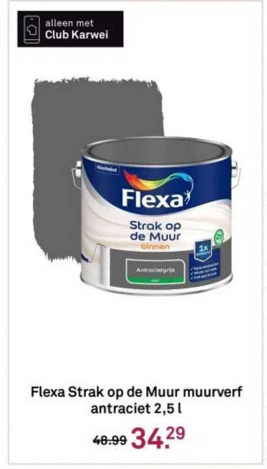 Flexa Strak op de Muur muurverf antraciet 2,5 l