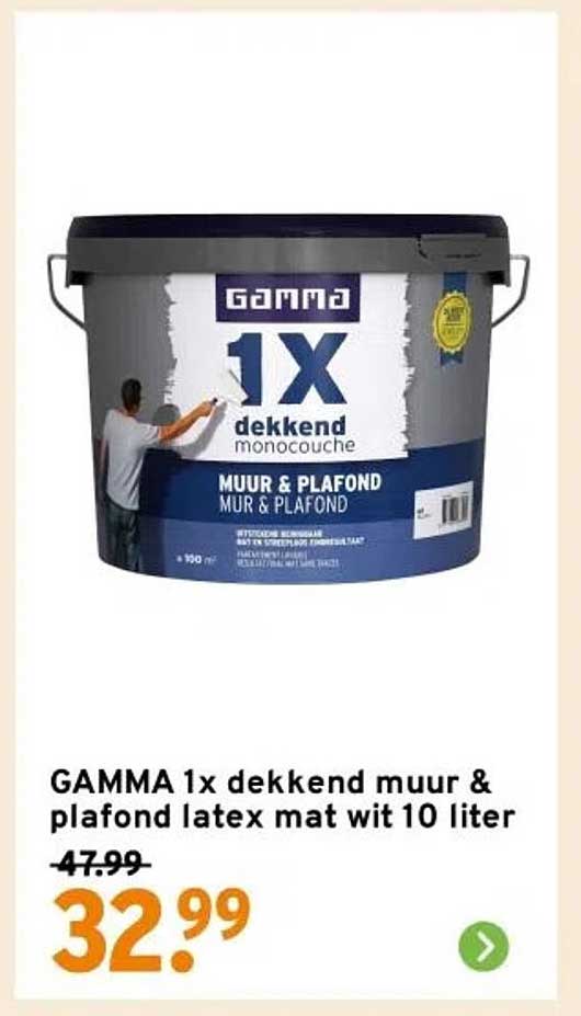 GAMMA 1x dekkend muur & plafond latex mat wit 10 liter