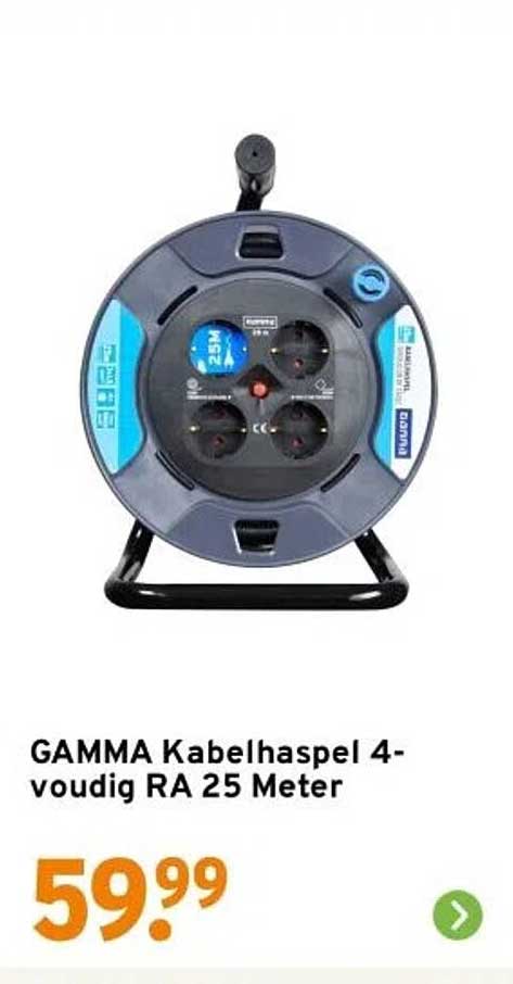 GAMMA Kabelhaspel 4-voudig RA 25 Meter