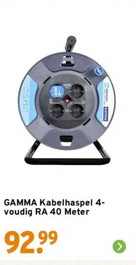GAMMA Kabelhaspel 4-voudig RA 40 Meter