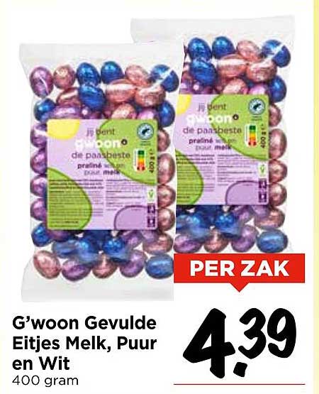 G’woon Gevulde Eitjes Melk, Puur en Wit