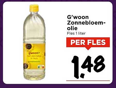 G'woon Zonnebloemolie Fles 1 liter