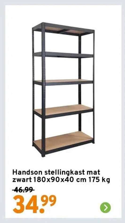 Handson stellingkast mat zwart 180x90x40 cm 175 kg
