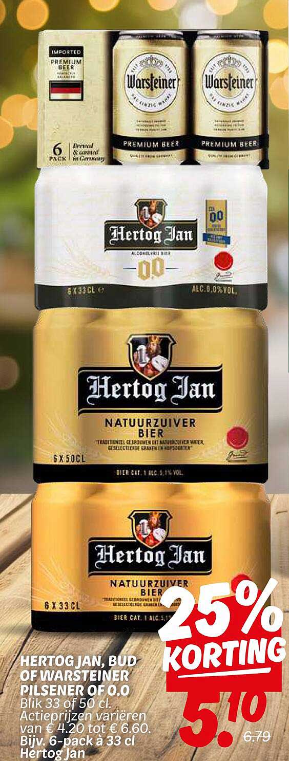 HERTOG JAN, BUD OF WARSTEINER PILSENER OF 0.0