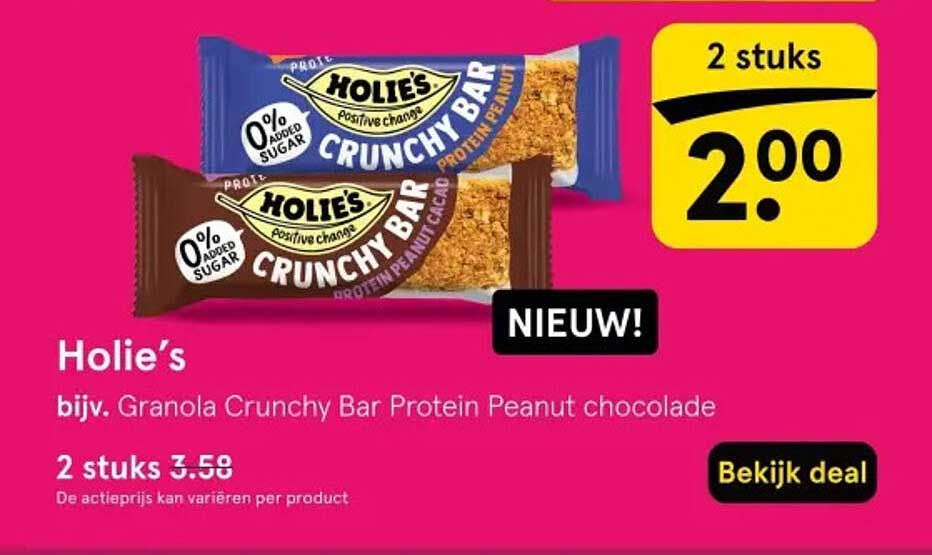Holië's Granola Crunchy Bar Protein Peanut chocolate