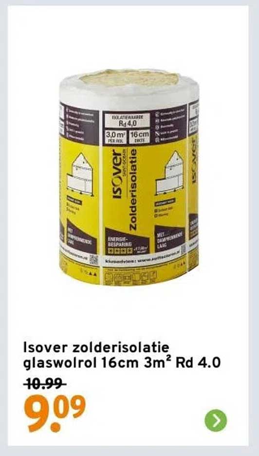 Isover zolderisolatie glaswolrol 16cm 3m² Rd 4.0