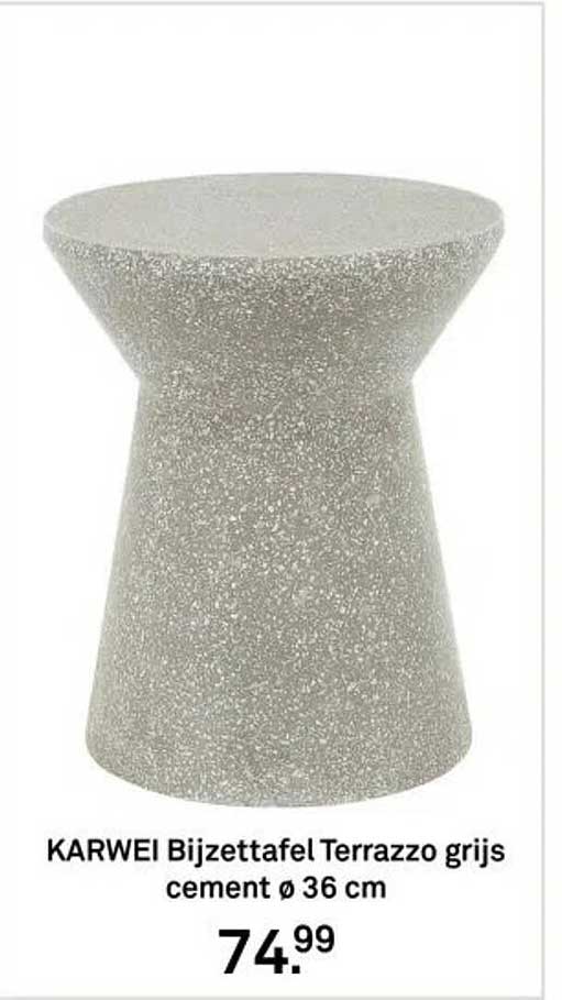 KARWEI Bijzettafel Terrazzo grijs cement ø 36 cm