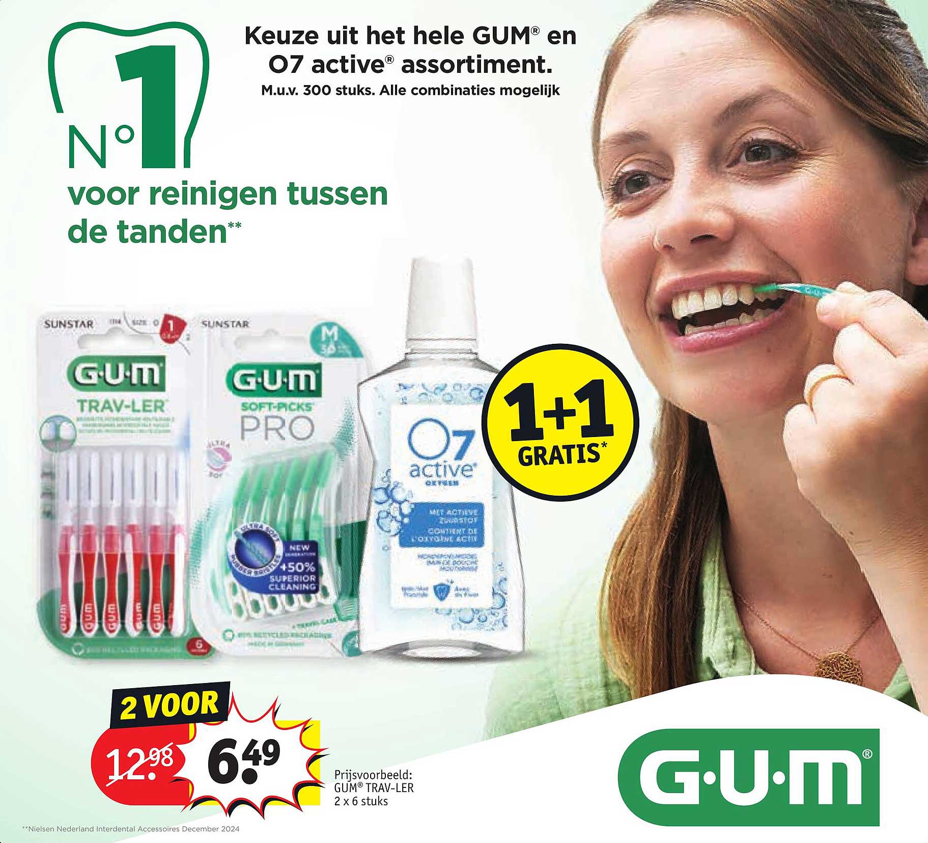 Kies uit het hele GUM® en O7 active® assortiment. 1+1 gratis!