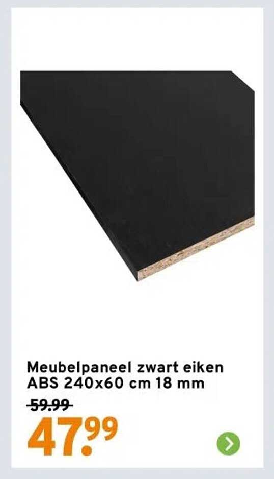 Meubelpaneel zwart eiken ABS 240x60 cm 18 mm