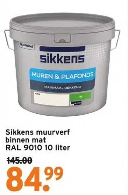 Sikkens muurverf binnen mat RAL 9010 10 liter