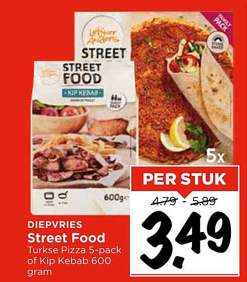 Street Food Turkse Pizza 5-pack of Kip Kebab 600 gram