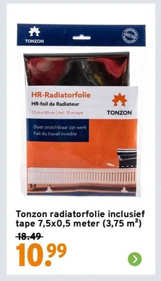 Tonzon radiatorfolie inclusief tape 7,5x0,5 meter (3,75 m²)
