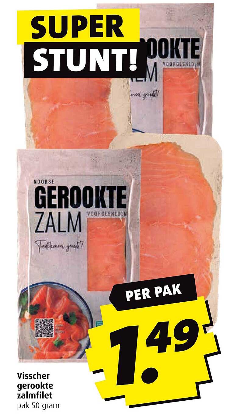 Visscher gerookte zalmfilet pak 50 gram