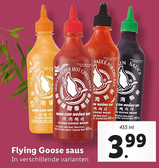 Flying Goose saus in verschillende varianten