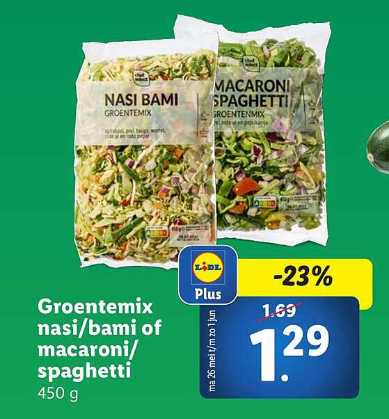 Groentemix nasi/bami of macaroni/spaghetti