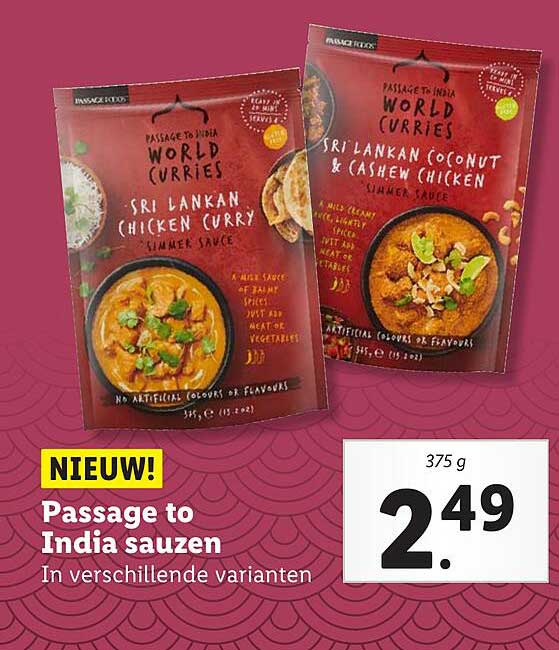 Passage to India sauzen in verschillende varianten