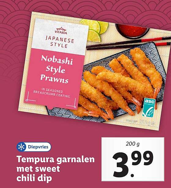 Tempura garnalen met sweet chili dip
