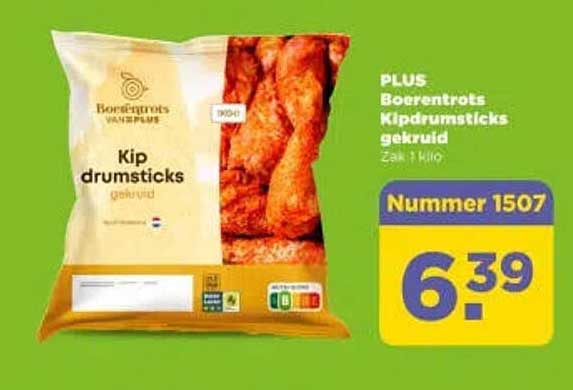PLUS Boertrots Kipdrumsticks gekruid Zak 1 kilo