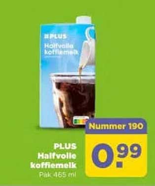 PLUS Halfvolle koffiemelk Pak 485 ml