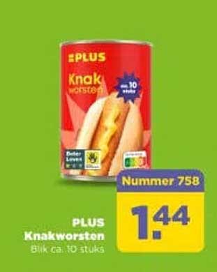 PLUS Knakworsten Blik a 10 stuks