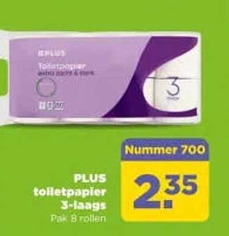 PLUS toiletpapier 3-laags Pak 8 rollen