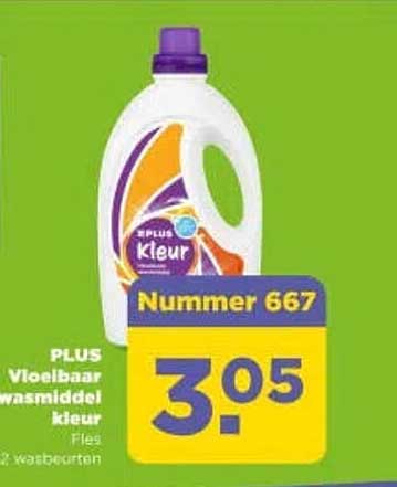 PLUS vloeibaar wasmiddel kleur fles 2 wasbeurten Nummer 667