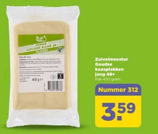Zuivelmeester Goudse kaasplakken jong 48+ Pak 400 gram Nummer 312