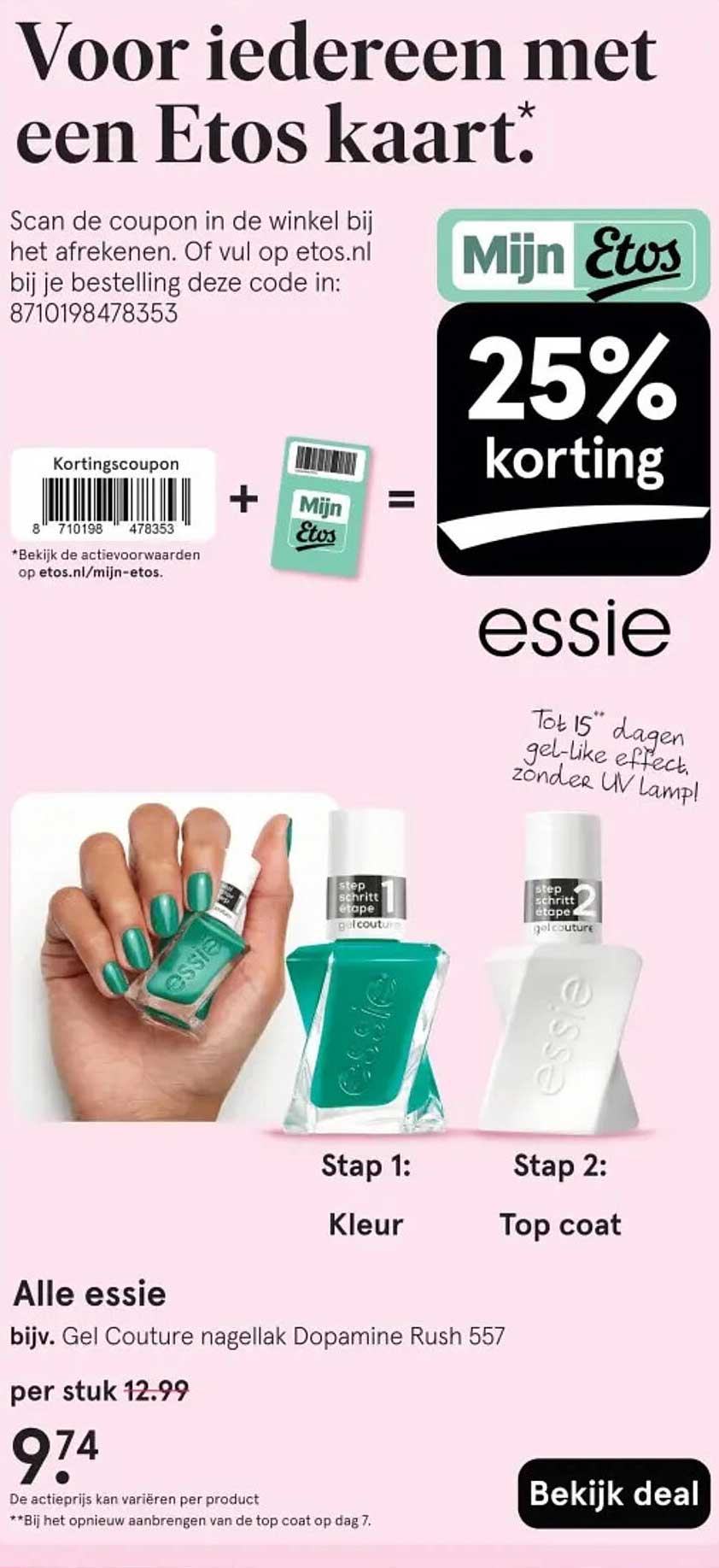 25% korting op alle essie producten