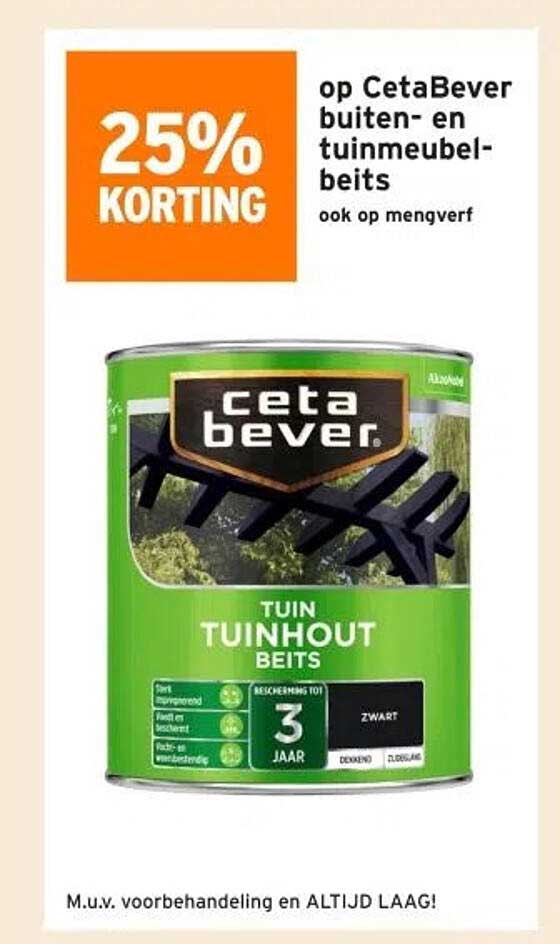 25% KORTING op CetaBever buiten- en tuinmeubelbeits