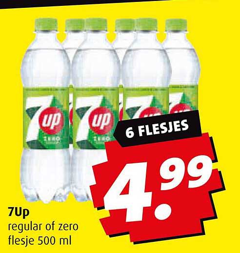 7Up regular of zero flesje 500 ml