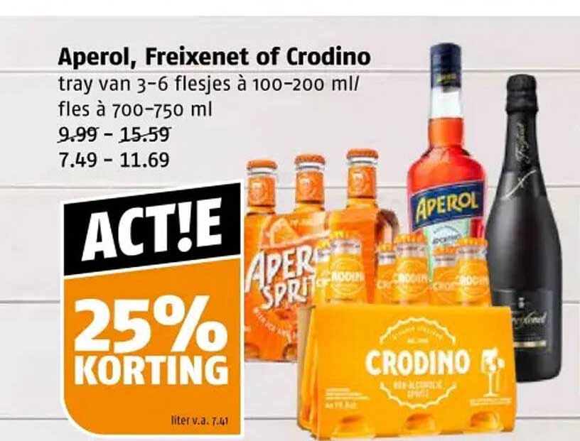 Aperol, Freixenet of Crodino tray van 3-6 flesjes à 100-200 ml/ fles à 700-750 ml
