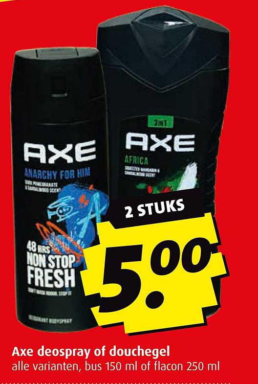 Axe deospray of douchegel alle varianten, bus 150 ml of flacon 250 ml