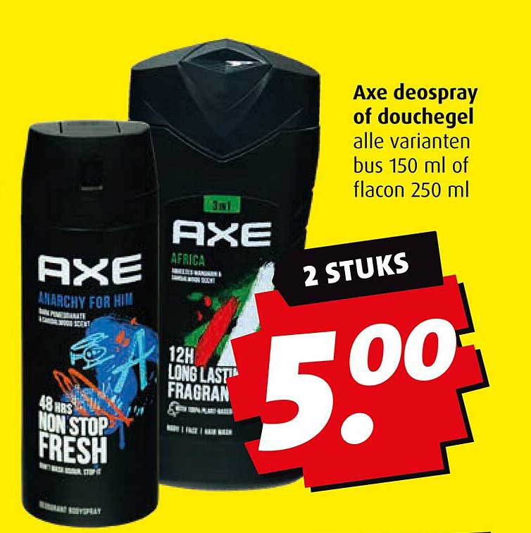 Axe deospray of douchegel alle varianten bus 150 ml of flacon 250 ml