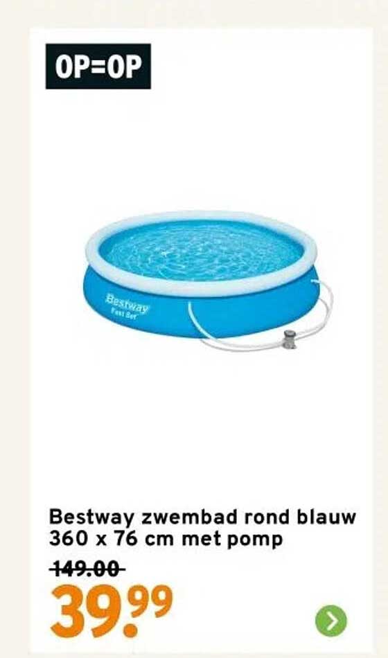 Bestway zwembad rond blauw 360 x 76 cm met pomp