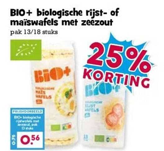 BIO+ biologische rijst- of maïswafels met zeezout