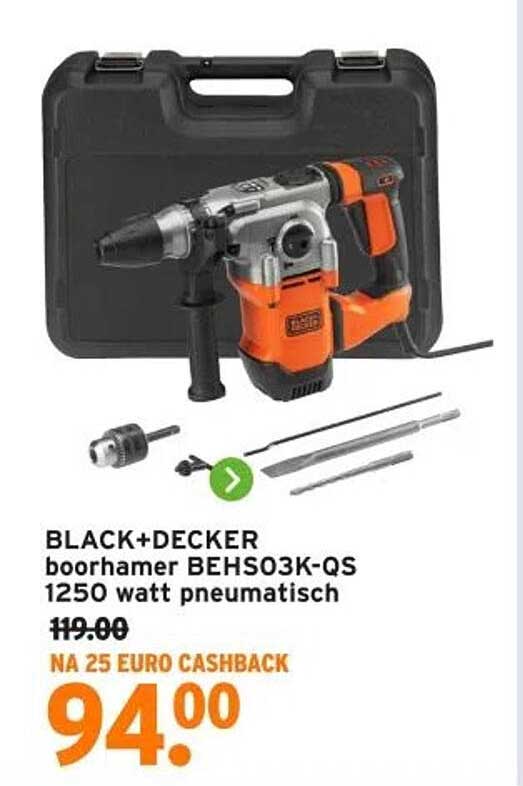 BLACK+DECKER boorhamer BEHS03K-QS 1250 watt pneumatisch