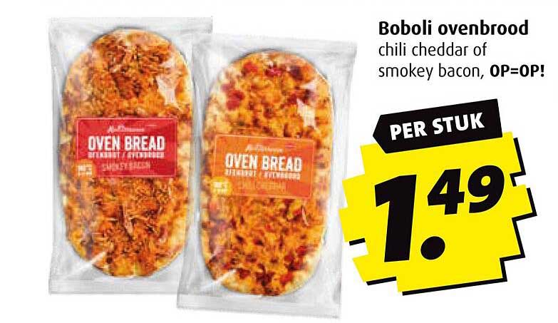 Boboli ovenbrood chili cheddar of smokey bacon, OP=OP!