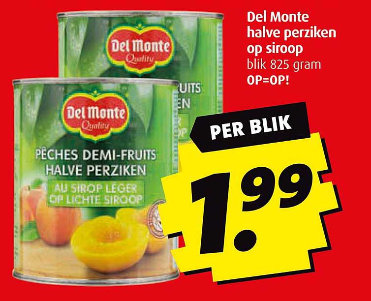 Del Monte halve perziken op siroop blik 825 gram