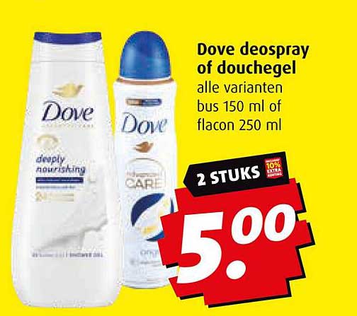 Dove deospray of douchegel