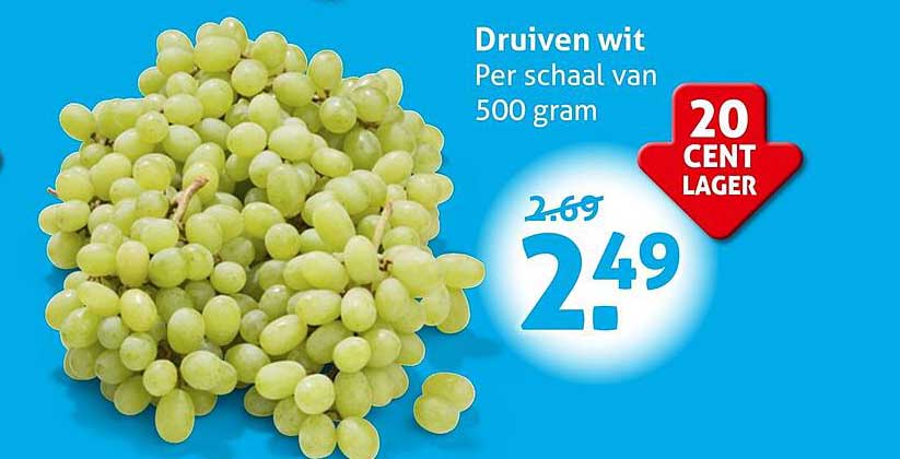 Druiven wit Per schaal van 500 gram