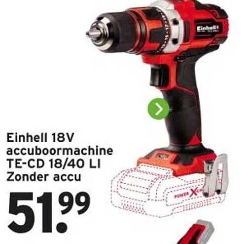 Einhell 18V accuboormachine TE-CD 18/40 LI Zonder accu