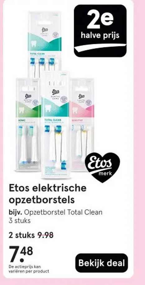 Etos elektrische opzetborstels bijv. Opzetborstel Total Clean 3 stuks