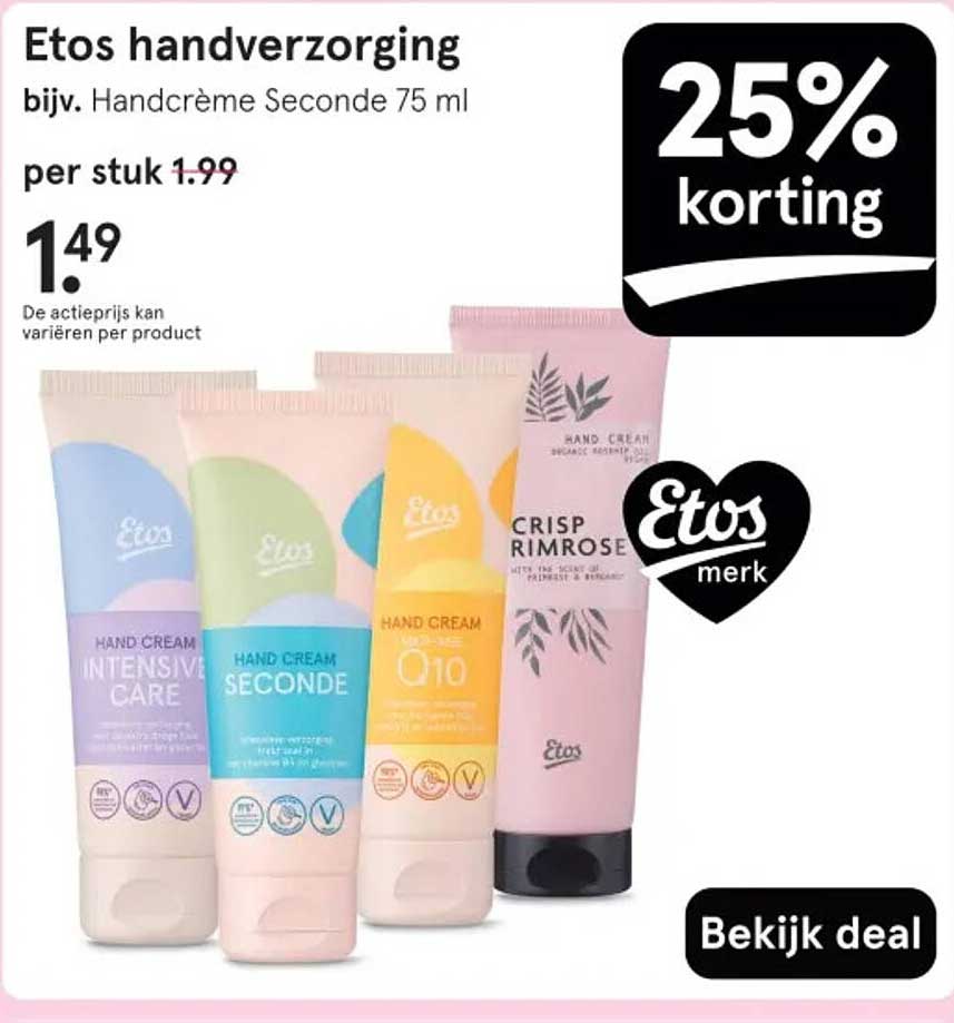 Etos handverzorging bijv. Handcrème Seconde 75 ml