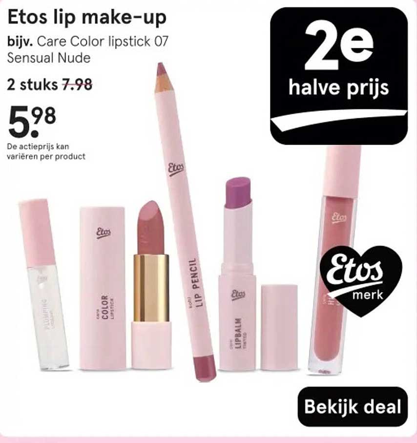 Etos lip make-up bijv. Care Color lipstick 07 Sensual Nude