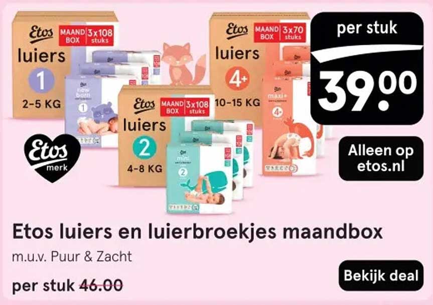 Etos luiers en luierbroekjes maandbox