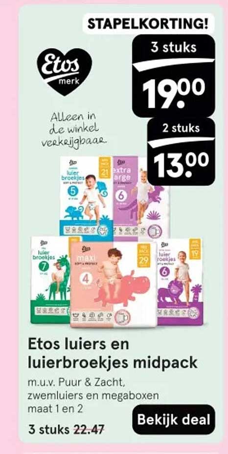 Etos luiers en luierbroekjes midpack