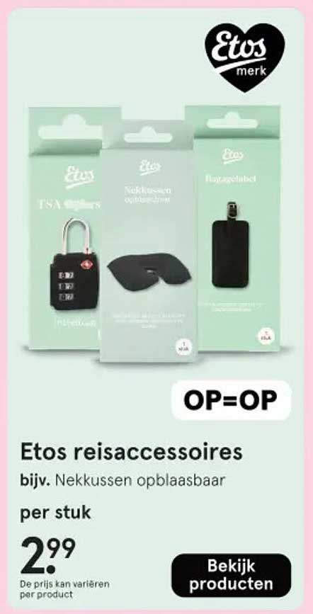 Etos reaccessoires bijv. Nekkussen opblaasbaar